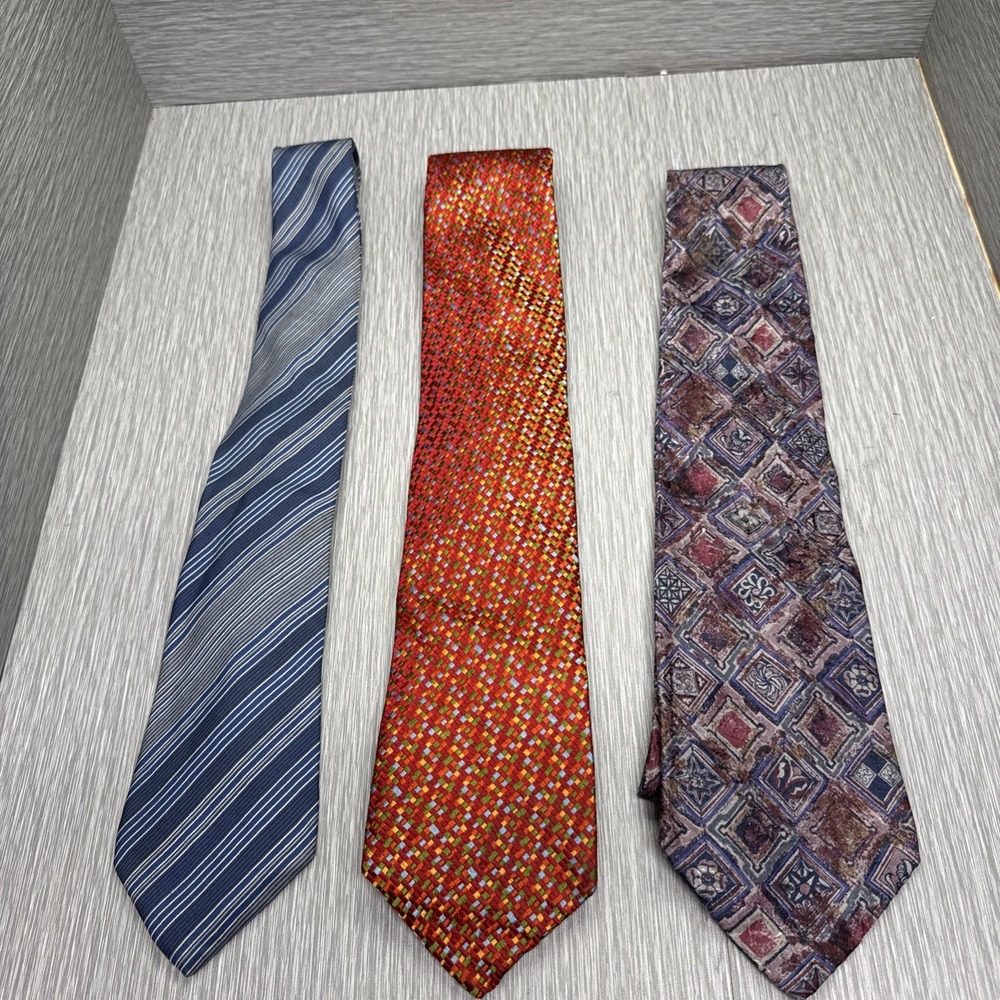 Vintage Silk Tie Bundle Men's Preppy Y2K Neckties Striped Geometric Classic